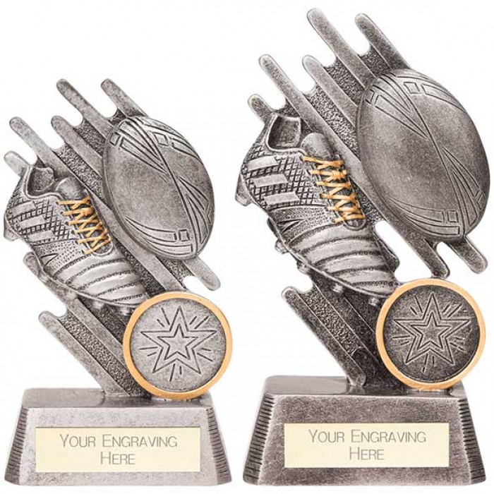 FOCUS BOOT & BALL RUGBY AWARD - 2 SIZES - 11CM & 13CM